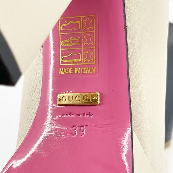 Gucci Navy Blue Ivory Bicolor Agon Knee High Asymmetric Zip Platform Boot EU 39 - Picture 13 of 15